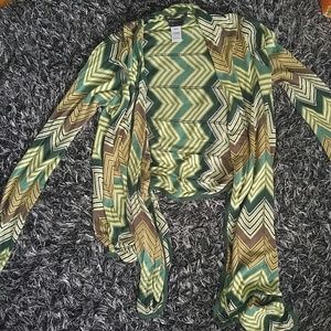 Chevron Striped Silk Cardigan